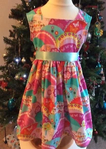 Handmade Girls Party Dress 3-4 Years - Michael Miller 'Happy Hills' fabric - Picture 1 of 5