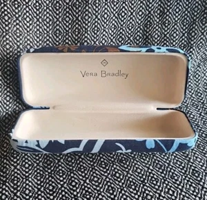 Vera Bradley Clamshell Hartbrille Brille Sonnenbrillenetui blau braun geblümt - Bild 1 von 6