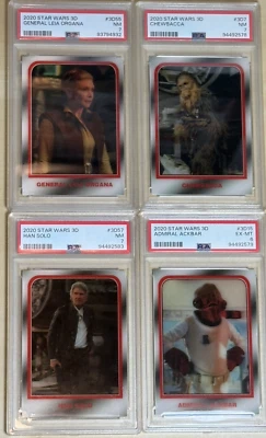 HAN SOLO CHEWBACCA LEIA ORGANA ACKBAR *LOTE DE 4 CARTAS PSA * 2020 TOPPS STAR WARS 3D Foto 1 de 4