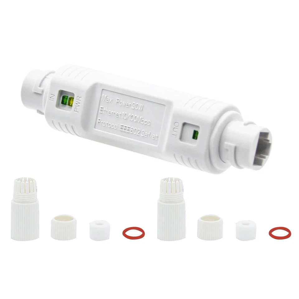 100mbps POE Repeater W/2set Waterproof Accessories Support IEEE802.3af/at RJ45 - Image 1 of 4