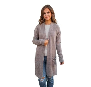Barefoot Dreams Hooded Open Front Cozy Cardigan Taupe Size XL Soft Warm Comfy - Picture 1 of 8