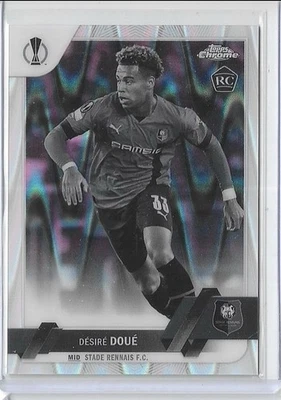 2022-23 Topps Chrome UEFA Competitions Desire Doue #48 Black & White Raywave - Image 1 of 2