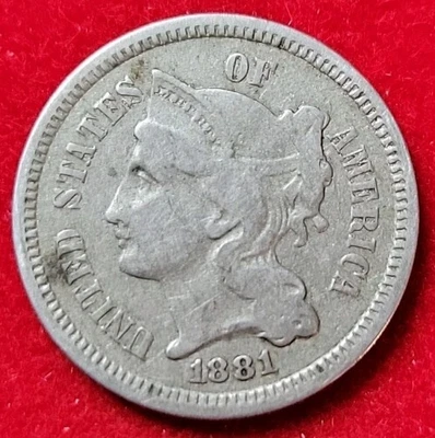 1881 3c Three Cents Nickel VF Very Fine - Image 1 of 2