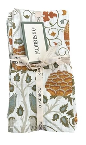 Morris & Co Dinner Fabric Napkins SEASONS BY MAY Set of 8 Cotton 20x20 NEW - Picture 1 of 3