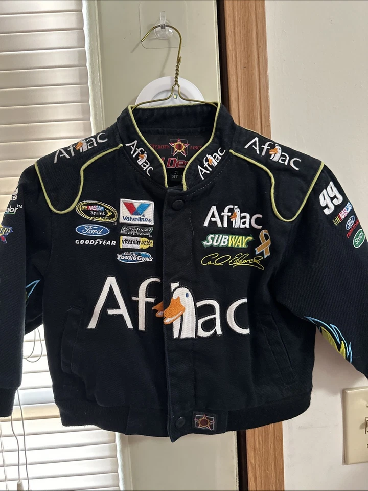 Chaqueta de carreras Aflac para niños con logotipo de NASCAR negra con botones Foto 1 de 3