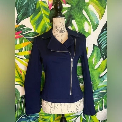 Новый с Ярлыками Белый дом черный рынок 0 синий серебряный молнии осени зимы опрятный Moto куртка - Изображение 1 из 4