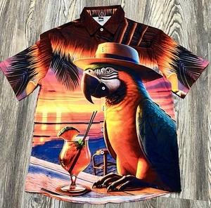 Parrot Tropical Shirt Small Button Front Lightweight Collared Beach Cruise - Picture 1 of 4