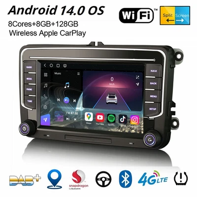 8+128GB Android 14 Autoradio Navi Für VW Golf 5/6 Passat Jetta Tiguan Skoda SEAT - Bild 1 von 4