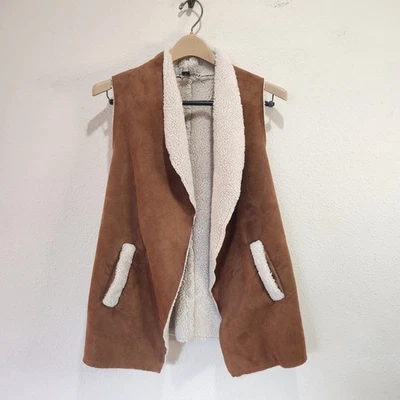 Colete Feminino French Laundry Sherpa Forrado Camurça Artificial M Aconchegante Boho Camadas Y2K - Imagem 1 de 4