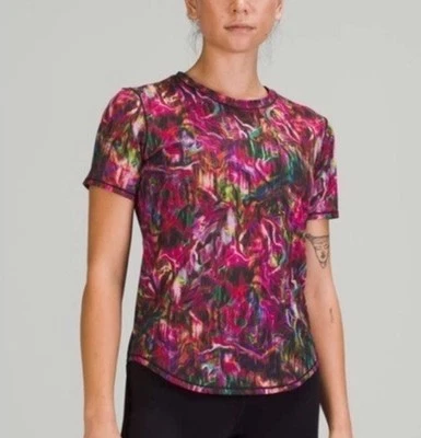 Camiseta Lululemon gola alta corrida e treinamento rosa hiper fluxo vários tamanhos 8 - Imagem 1 de 4