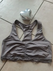 BH Bustier Damen, Racerback, Spitzensaum, braun, Gr. XS/S - Bild 1 von 3