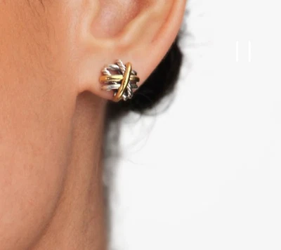 Aretes cruzados David Yurman 925/750 Foto 1 de 4