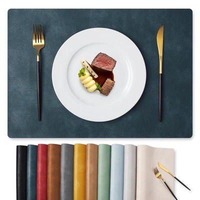 Vinyl Placemats Set of 4-12 X 17 Inch - Faux Leather 100% Waterproof Oil-Proo... - Image 1 of 4