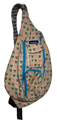 Bolso Bandolera KAVU Cuerda Lona Estampado de Gato Zorro Mochila Tostado Naranja Negro  Foto 1 de 4