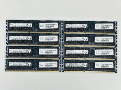 128GB Lot of 8x 16GB 2Rx4 PC3-14900R ECC DDR3 Server RAM Memory Cisco Dell HP - Image 1 of 4