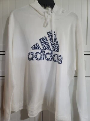 Mujer Adidas Cebra Pullover Sudadera con Capucha NUEVO Blanco Talla 2X Foto 1 de 3