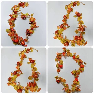 Guirnalda de otoño calabazas calabazas decoración halloween arces hojas planta colgante hogar - Imagen 1 de 4