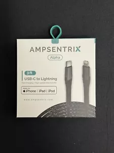 AMPSENTRIX USB-C to LIGHTNING CABLE 3FT (MFi CERTIFIED) - Picture 1 of 1