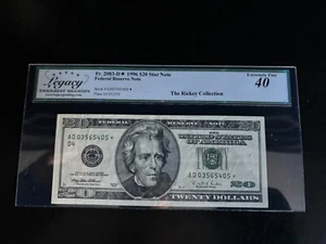 DBR 1996 $20 FRN Cleveland STAR Fr. 2083-D* Legacy XF-40 Serial AD03565405* - Picture 1 of 2