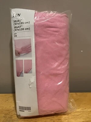"Sábana Ajustable Ikea LEN 2 Piezas 38 x 61" Y 38 x 47"" Rosa Nueva Cama Infantil F/Extender" Foto 1 de 3