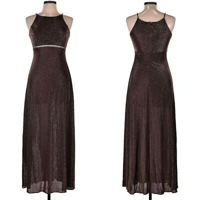 Maxi Vestido Metálico Cache Vintage Años 90 Baile Vestido de Baile de graduación Estrás Capricho Talla 7 Foto 1 de 4