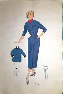 Stampa antica MODA FEMMINILE INVERNO 1954 DONNA - Pl. 780 Antique print fashion - Picture 1 of 1