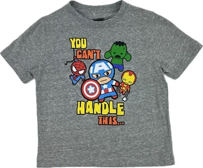 漫威儿童灰色短袖棉质超级英雄您无法处理这款 T 恤 4 — 第 1/2 张图片