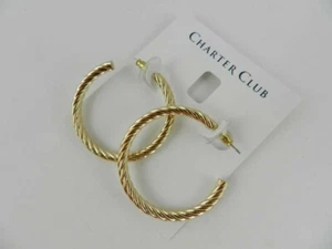 Charter Club Gold Braided Hoop Earrings - New - Picture 1 of 1