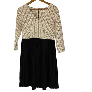 Ganni Anthropologie Jacquard Jersey Knife Pleated Dress Black White Size Medium - Picture 1 of 14