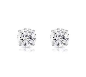 14K Solid White Gold 5mm Round CZ Birthstone Stud Screw Back Earrings All Colors - Picture 1 of 13