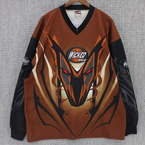 Vintage Wicked Mpulse Paintball Jersey Mens 3XL Brown Long Sleeve V Neck Y2k - Picture 1 of 10