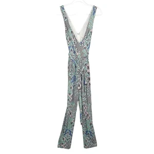 Anthropologie Elevenses Jumpsuit Womens Size Medium Tie Waist Paisley - Picture 1 of 11