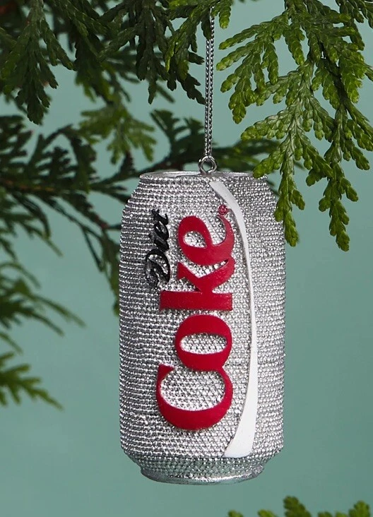 KURT S. ADLER Kurt Adler 3in Silver Diet Coke Can Christmas Ornament Glittered Gift