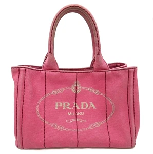 PRADA CANAPA "Mini "Pink Canvas Tote Bag Hand Bag Auth - Picture 1 of 24