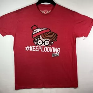 Savvy Where’s Waldo L Tee Shirt #KEEPLOOKING Red Shirt - Picture 1 of 7
