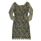 NWT Diane Von Furstenberg Zarita in Gold Black Lace Zip V-back Dress 0 $468