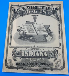 1968 Printing 1876 Maps of Indiana Counties 14x17 Indiana Historical Society - Picture 1 of 7