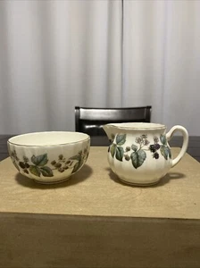 Vintage Royal Worcester Lavinia Elfenbein überbacken Goldrand offen Zuckerdose & Milchkännchen EUC - Bild 1 von 24