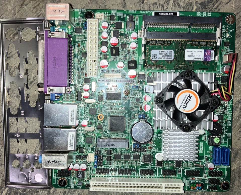 JETWAY NC9MGL-525 WITH INTEL ATOM D525 CPU 1.80GHZ 2GB MEMORY I/O shield Tested - Image 1 of 1