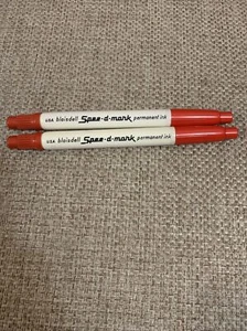 SPEE-D-MARK PERMANENT INK MARKER Red liquid Felt Tip BLAISDELL (2 Markers) Vtg - Picture 1 of 7