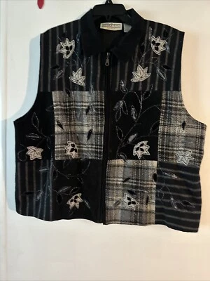 Chaleco VintageDress Granero Patchwork Floral Cuadros Bordado Cremallera Talla 3XL Cuello Foto 1 de 4