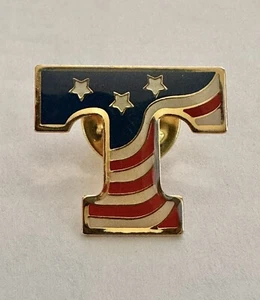 Texas, Tennessee, Patriotic 'T' Flag Stars & Stripes Lapel Hat Enamel Pin NOS - Picture 1 of 3