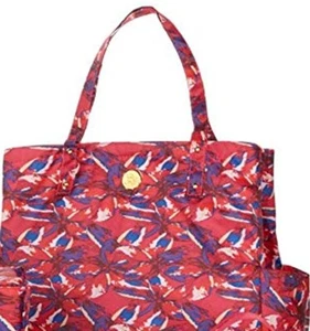Joy Mangano Oversized XL Shopper RFID Recycle Tote~ Fuchsia Floral