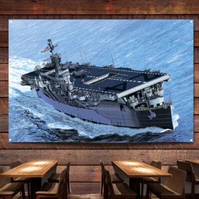 USS Belleau Wood CVL-24 Aircraft Carrier Prints Artwork Flag Battleship Poster - Image 1 of 4