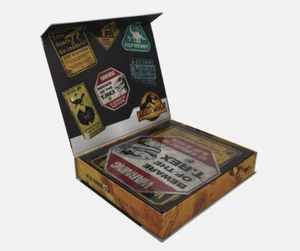 Jurassic World Metal Warning Signs Scaled Prop Replica LICENSED UNIVERSAL SEALED - Picture 1 of 3