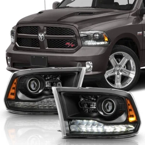 2013-2018 Dodge Ram 1500 2500 3500 Projector Headlights w/ White LED DRL Signal - Picture 1 of 10