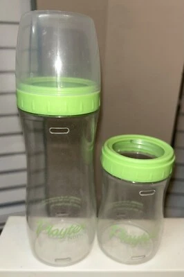 Lote de 2 botellas vintage Playtex Drop In Nurser de 8 oz 4 oz de plástico verde Foto 1 de 3