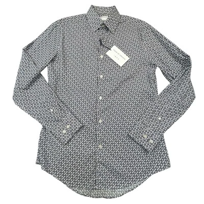 Tiger Of Sweden Mens Dress Shirt 39 Slim 15.5 Black White Rope Knot Braid NEW - Image 1 of 4