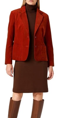 Womens Velvet Blazer Burnt Orange Cotton Size 12P Rafaella 2 Button Jacket - Image 1 of 4