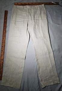 Lauren Ralph Lauren Pants Mens 36x32 Navy Beige Flat Front Trouser Preppy Casual - Picture 1 of 13